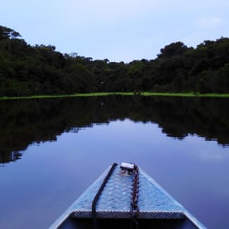 Small boat on calm water