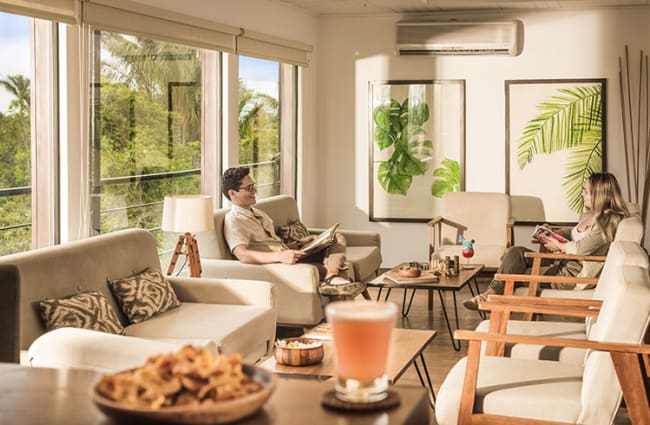 Passengers relaxing at the lounge