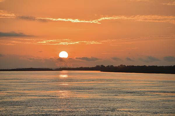 Tucano's 7-Day Cruise Itinerary Day Five - Sunset on the Amazon River.