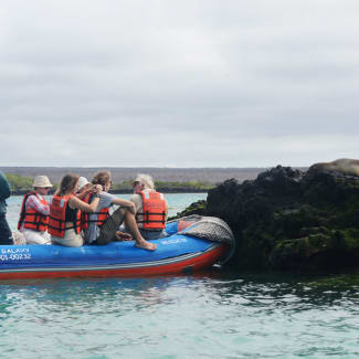 Group on a excursion in a zodiac