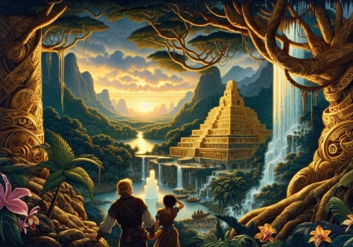 An artist's impression of a lost city in the Amazon