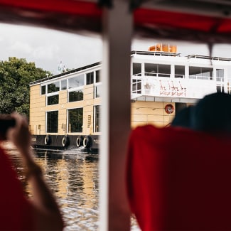 Approaching untamed Amazon Boat